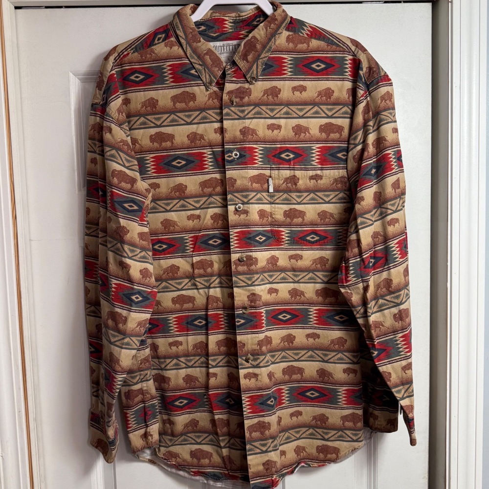 Roundtree & Yorke Authentic Outfitters Buffalo Southwestern Print Shirt XL